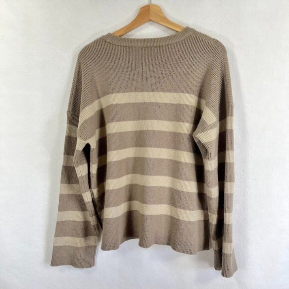 Halogen Striped Pullover Sweater Academia Prep Grandma Core Cozy Boho L - Picture 2 of 4